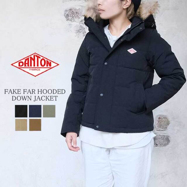 ダントン DANTON ダウンジャケットフェイクファー フーデット ダウン ジャケット レディース DT-A0007TPR アウター  ショート丈 ブラック S M 【クーポン対象外※ご利用後も適用前の価格にて販売】