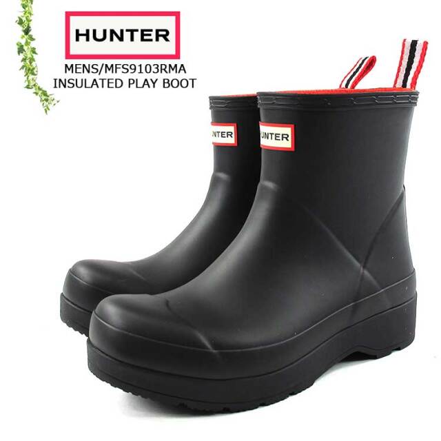 ハンター レインブーツ ラバーブーツ プレイブーツ ショート メンズ 新作 防水 防寒 フリース ブラック 25cm 26cm 27cm 28cm Hunter Mfs9103rma セレクトショップ Flisco