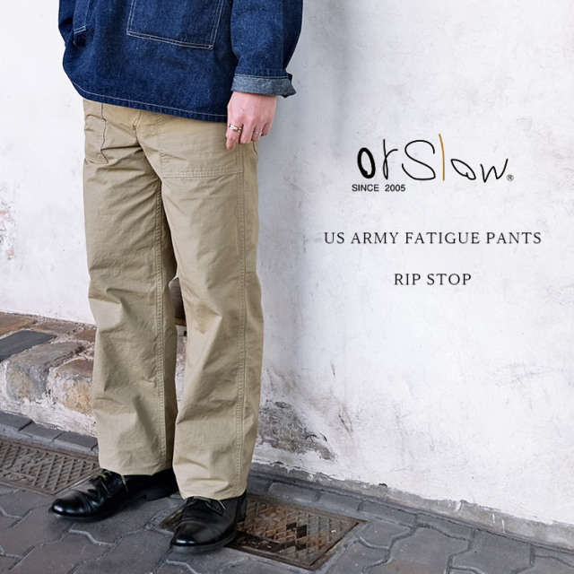 orSlow オアスロウ 01-5002-67 US ARMY FATIGUE PANTS RIP STOP ファティーグパンツ ベイカーパンツ BEIGE ベージュ リップストップ ミリタリー コットン 日本製 〔FL〕