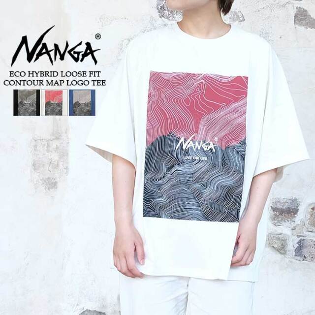 【メール便可】ナンガ Tシャツ メンズ レディース 新作 半袖 ロゴ クルーネック オーバーシルエット オーバーサイズ ビッグTシャツ ブラック/ホワイト/ネイビー NANGA #N1RP