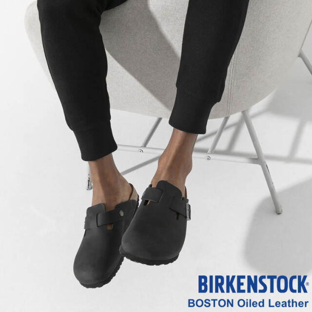 オールレザー ビルケンシュトック ボストン 40 ブラック 26 ナロー幅 ビルケンシュトック BIRKENSTOCK Boston Natural Leather