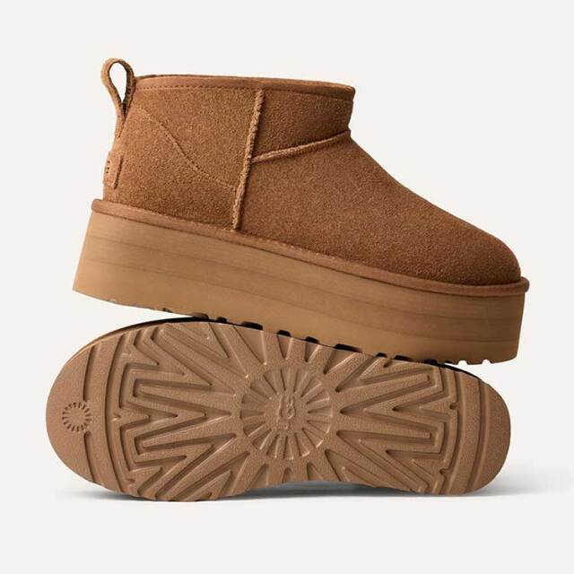 UGG ブラウン シープスキン スリッパ 厚底 ugg スリッパ シープスキン