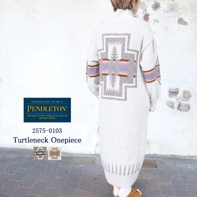 ペンドルトン タートルネック ニット ワンピース レディース トップス PENDLETON Turtleneck Knit OnepieceLADIES ベージュ/アイボリー FREE #2575-0103