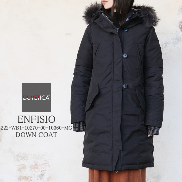 デュベティカ エンフィシオ フーデッド ダウンコート レディース アウター DUVETICA ENFISIO DOWN COAT LADIES 999/NERO/黒/ブラック 40/42 M/L 日本正規販売店