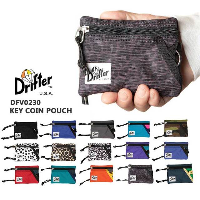 【メール便可】 ドリフター キーコインポーチ レディース メンズ  Drifter KEY COIN POUCH コインケース カードケース キーリング ブラック/ブルー/グレー/ピンク/カモフラ/迷彩/ダルメシアン/レオパード/パープル/ネイビー/グリーン/オレンジ DFV0230