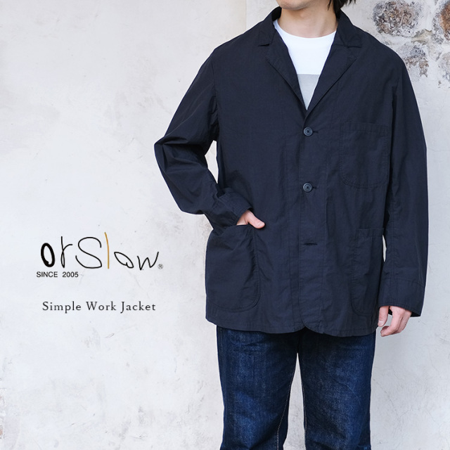 orSlow オアスロウ  SIMPLE WORK JACKET シンプルワークジャケット 01-6153-02 タイプライター コットン ブラック 日本製 〔FL〕