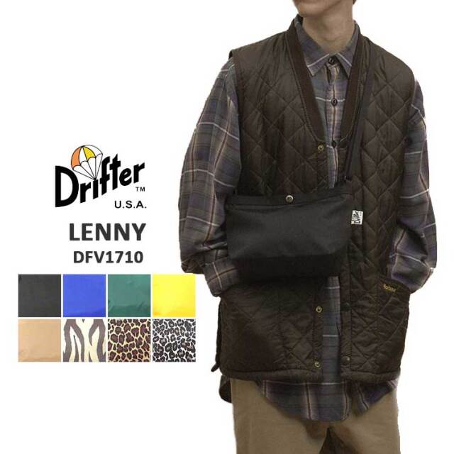 【メール便可】 ドリフター レニー レディース メンズ ショルダーバッグ ナイロン 横長 舟形 Drifter LENNY ブラック ブルー グリーン イエロー ベージュ ゼブラ レオパード ヒョウ柄 DFV1710