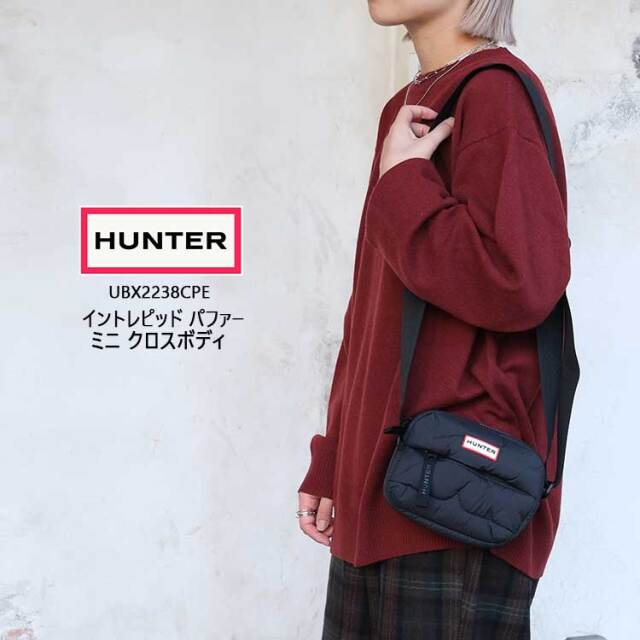 ハンター ショルダーバッグ レディース メンズ イントレピッド パファー ミニ クロスボディ 軽量 耐水 ロゴ ブラック ホワイト ピンク UBX2238CPE