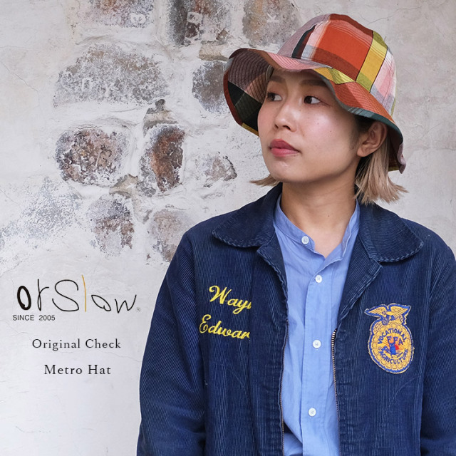 orSlow オアスロウ 03-033-C44 Original Check Metro Hat オリジナルチェック メトロハット コットン リネン ユニセックス 日本製 〔FL〕