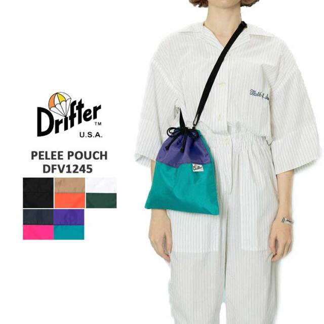 【メール便可】 ドリフター ショルダーバッグ レディース メンズ ピーリーポーチ 2way 巾着 Drifter PELEE POUCH ブラック オレンジ ベージュ ピンク ネイビー グリーン ホワイト ターコイズ パープル DFV1245