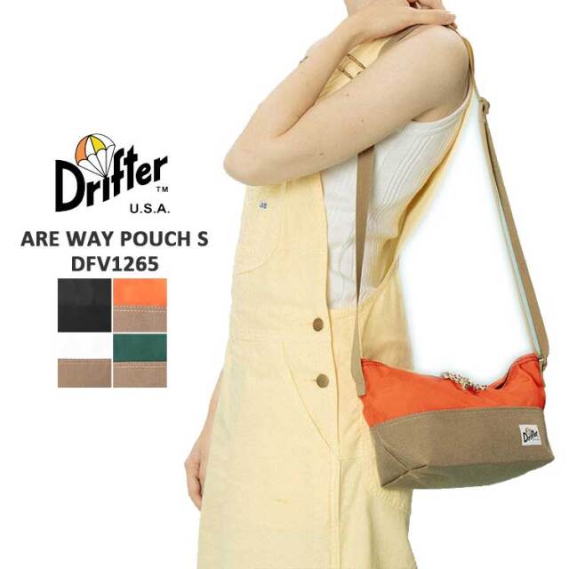 ドリフター ショルダーバッグ レディース メンズ アーウェイ ポーチ エス ダブルジップ Drifter ARE WAY POUCH S ブラック オレンジ ベージュ ホワイト グリーン DFV1265