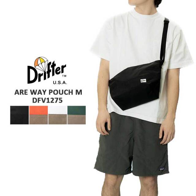 【メール便可】ドリフター ショルダーバッグ レディース メンズ アーウェイ ポーチ エム ダブルジップ Drifter ARE WAY POUCH M ブラック オレンジ ベージュ ホワイト グリーン DFV1275