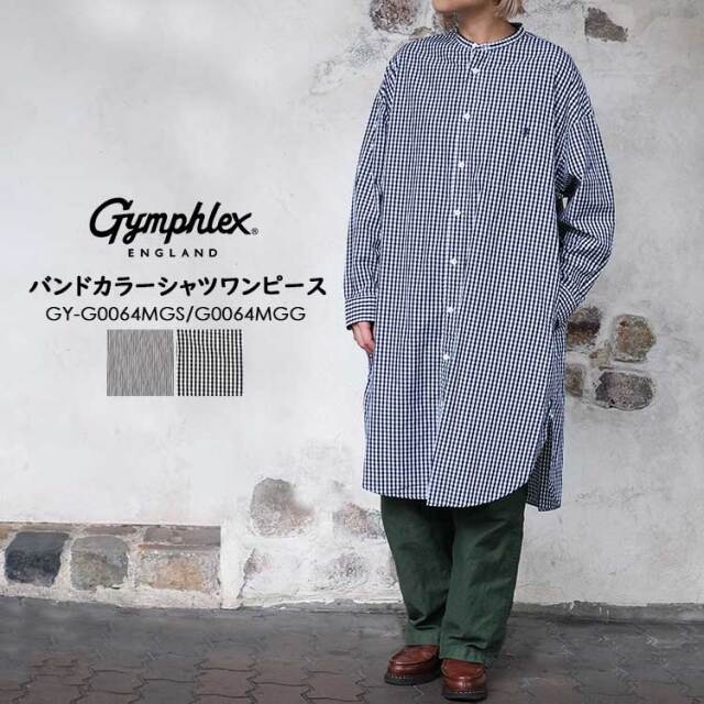 ジムフレックス シャツワンピース レディース バンドカラー トップス  