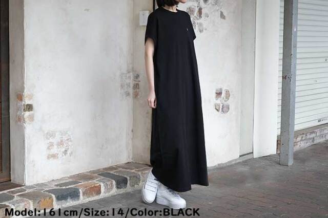 ジムフレックス コットン クルーネック フレンチスリーブ ワンピース