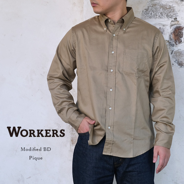Workers ワーカーズ Modified Button Down Shirt モディファイド ボタンダウンシャツ Pique ピケ BDシャツ コットン メンズ 〔FL〕