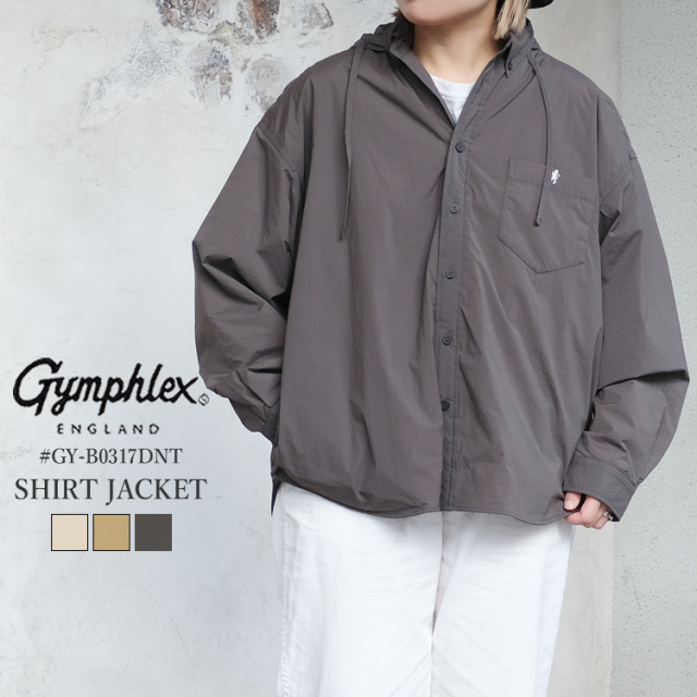ジムフレックス シャツ ジャケット レディース アウター Gymphlex SHIRT JACKET LADIES オイスターホワイト／ベージュ／チャコール 14／M #GY-B0317DNT