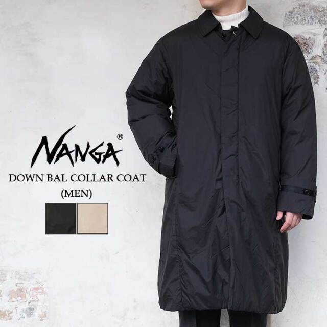 ナンガ ダウン バルカラーコート メンズ ダウンコート ビジネスコート ナイロン ステンカラーコート ブラック ベージュ S M L NANGA DOWN BAL COLLAR COAT ND2441-1C604-A