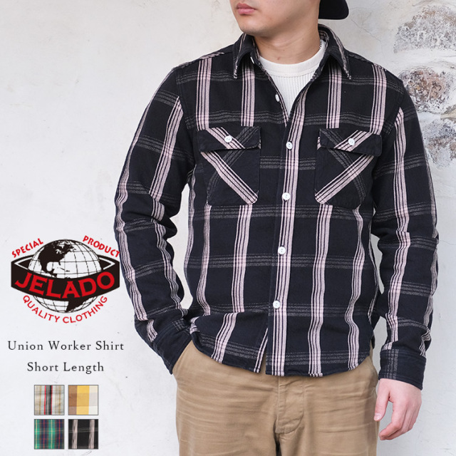 JELADO ジェラード JP02125 Union Worker Shirt Short Length ユニオンワーカーシャツ ショートレングス ネルシャツ チェックシャツ コットン メンズ 〔FL〕