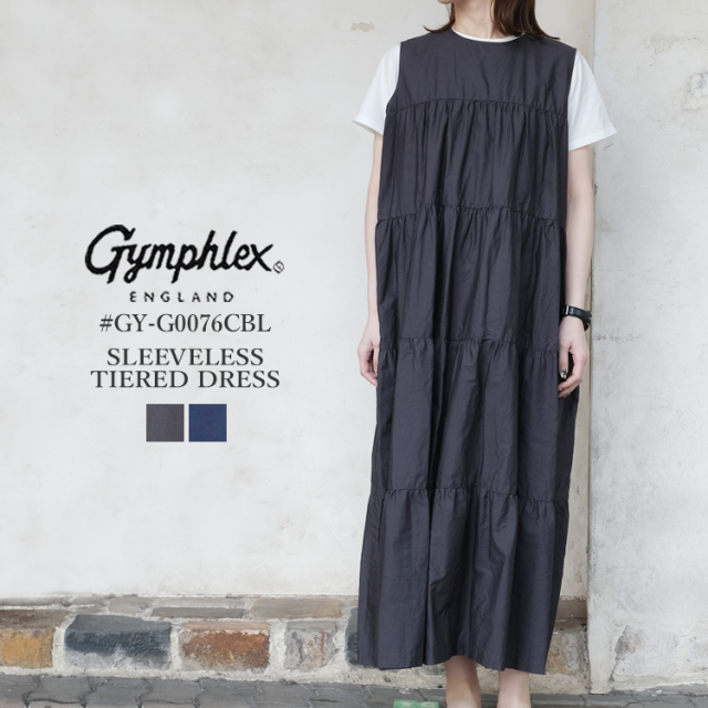ジムフレックス ノースリーブ ティアード ワンピース レディース Gymphlex SLEEVELESS TIERED DRESS LADIES グレー／ネイビー 14 #GY-G0076CBL