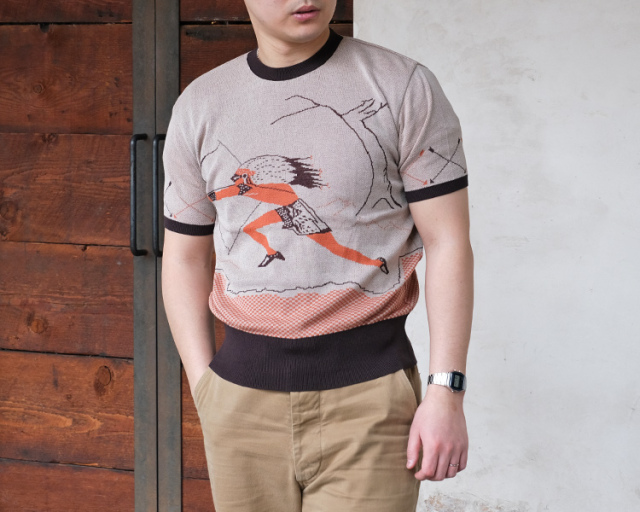トップス G&F Co.- COTTON SWEATER HUNTING INDIAN G&F Co.- COTTON SWEATER “HUNTING INDIAN ” – BITTERS STORE