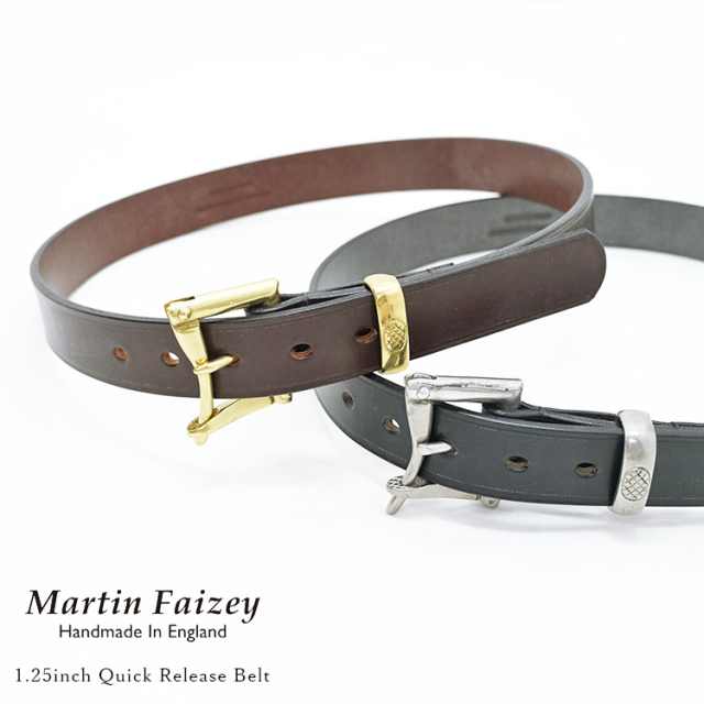 Martin Faizey マーティンフェイジー 1.25inch Quick Release Belt クイックリリースベルト ブライドルレザー 牛革 イングランド製 〔FL〕