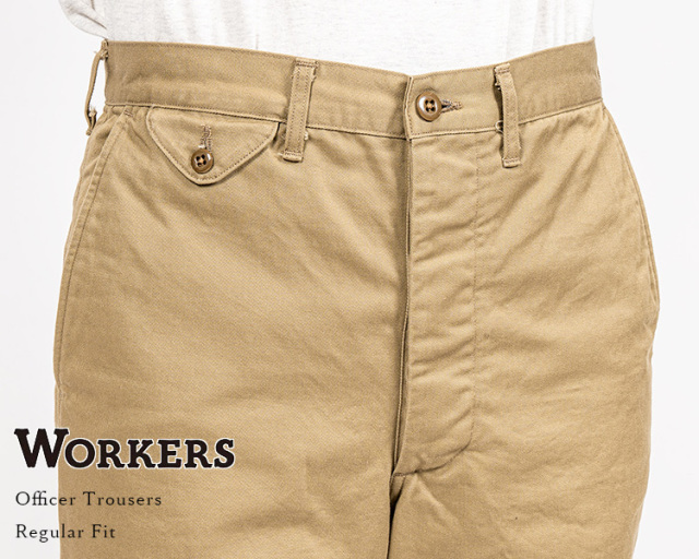 WORKERS OFFICER TROUSERS カーキ チノパン WORKERS Officer Trousers, Regular Fit, USMC Khaki – by CITRON
