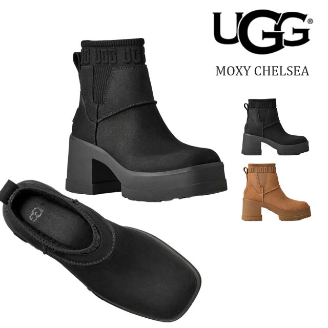 アグ UGG ブーツ レディース モクシー チェルシー ブーツ ショート丈 厚底 レザー スエード ブラック チェスナット 22cm-26cm 1171475 1173724