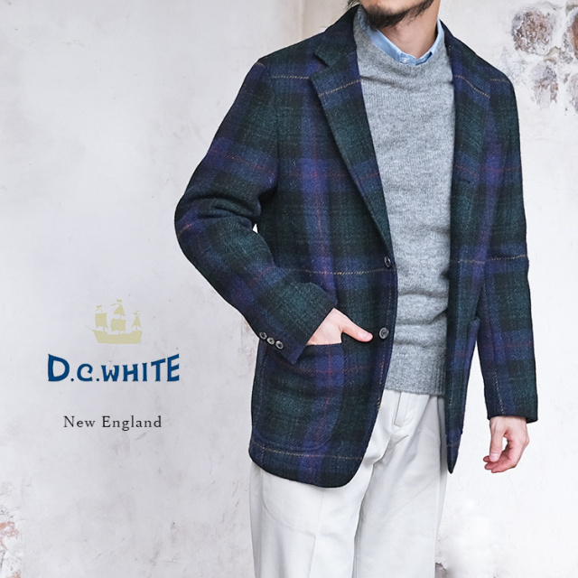D.C.WHITE ディーシーホワイト New England ニューイングランド Black Watch ブラックウォッチ ウールジャケット ハリスツイード トラッド アイビー アメトラ メンズ 〔FL〕