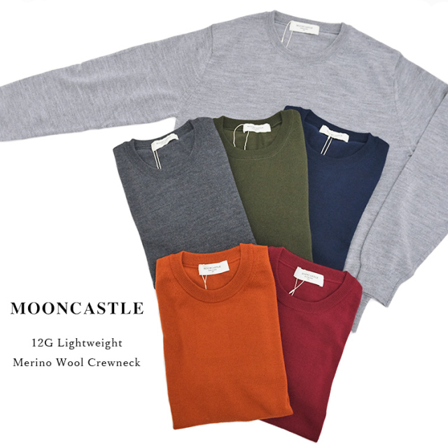 MOONCASTLE ムーンキャッスル 12G Lightweight Merino Wool Crewneck 12ゲージ ライトウェイト メリノウール クルーネック WO2 セーター ニット メンズ 〔FL〕