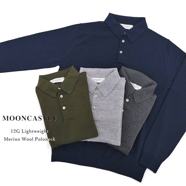 MOONCASTLE ムーンキャッスル 12G Lightweight Merino Wool Poloneck 12ゲージ ライトウェイト メリノウール ポロネック WO4 セーター ニット メンズ 〔FL〕