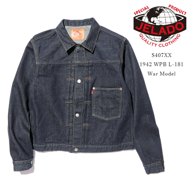 【L～XXLサイズ】JELADO ジェラード JP94407S S407XX 1942 WPB L-181 War Model 大戦モデル ラストリゾート 金タグ デニムジャケット Gジャン ワンウォッシュ アメカジ コットン インディゴ メンズ