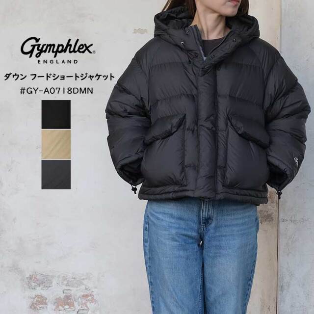 Gymphlex｜フードダウンジャケット レディース｜ゆったり・軽量・防寒