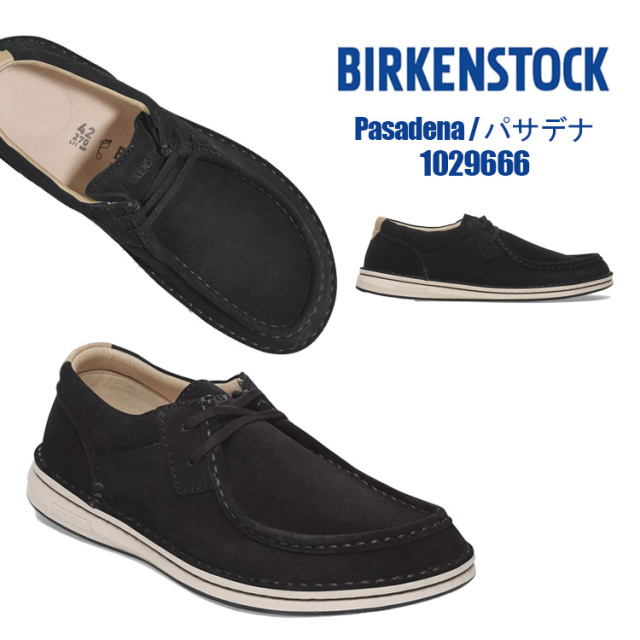 ビルケンシュトック BIRKENSTOCK パサデナ Pasadena 1029666 スエードレザー モカシンステッチ レディース ナロー幅 幅狭 ブラック 36 37 38 39 40 23cm 24cm 24.5cm 25cm 26cm