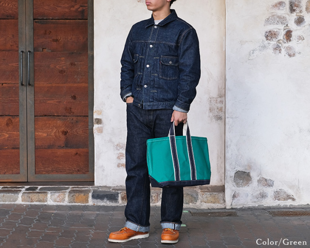 Workersワーカーズ　デラックストート　ネイビー　日本製 WORKERS ワーカーズ Deluxe Tote Bag/ Navy Body x Green Handle