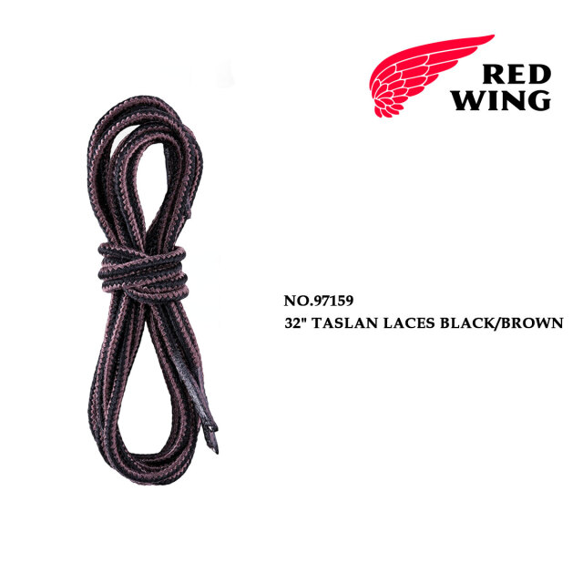 【メール便可】【正規取扱店】レッドウィング 純正 タスランレース REDWING Taslan Laces 32インチ 約80cm ブラック/ブラウン メンズ レッドウイング 97159 ハトメ数3～4のブーツに最適
