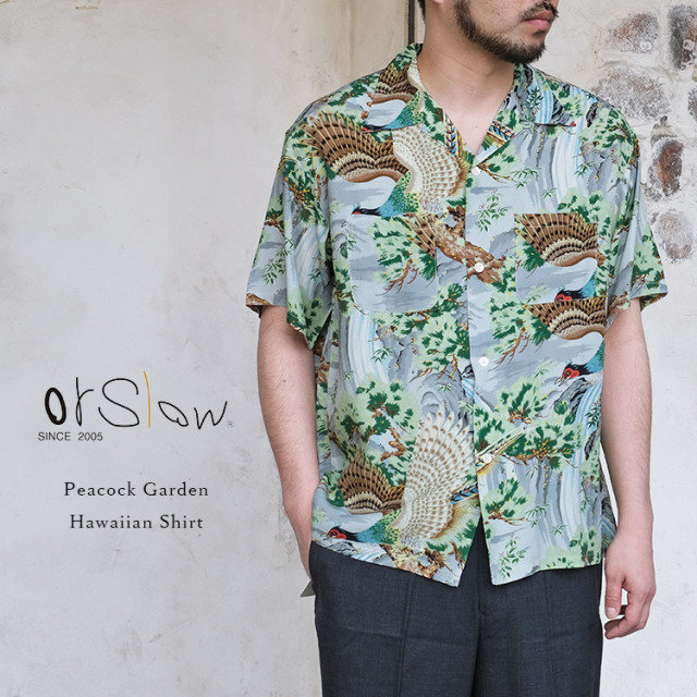 orSlow オアスロウ 01-8158-16 Peacock Garden Hawaiian Shirt ハワイアンシャツ レーヨン 日本製 メンズ 〔FL〕