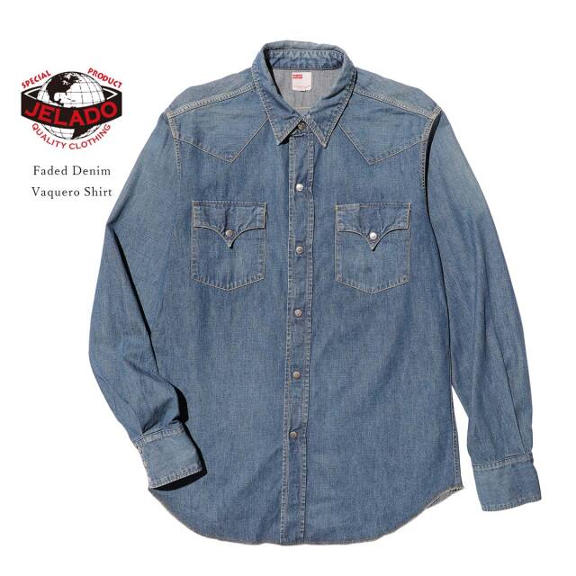 JELADO ジェラード JP21128 Faded Denim Vaquero Shirt フェードデニム バケーロシャツ ウエスタンシャツ デニムシャツ コットン メンズ 〔FL〕