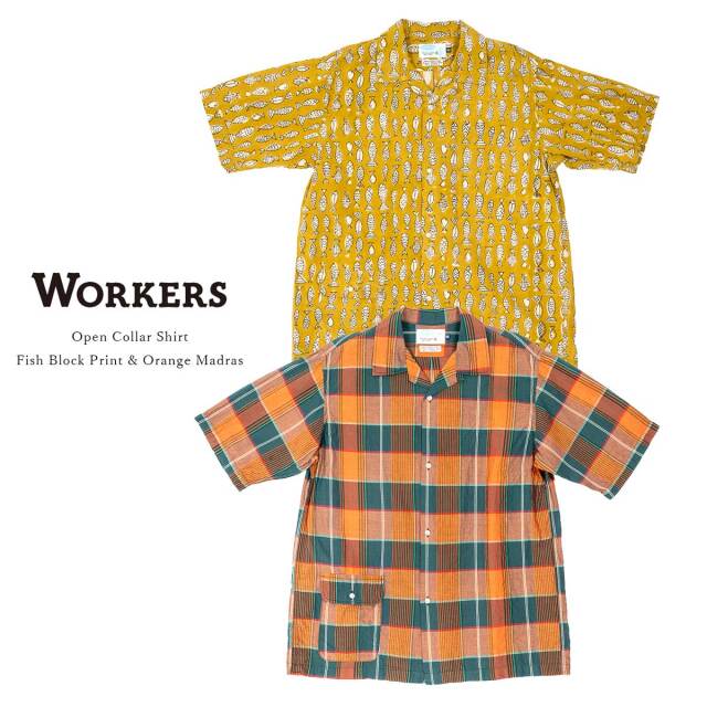 Workers ワーカーズ Open Collar Shirt オープンカラーシャツ コットン