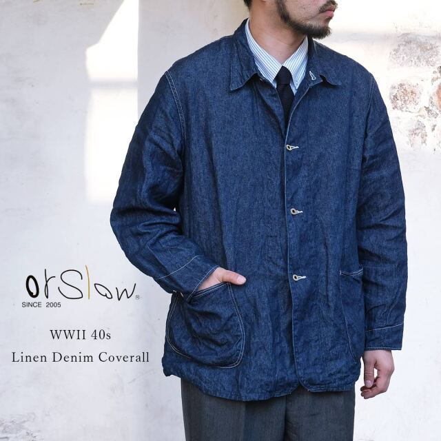 orSlow オアスロウ 01-6250-L81 WWII 40s Linen Denim Coverall 40年代 大戦モデル リネンデニムカバーオール 日本製 メンズ 〔FL〕