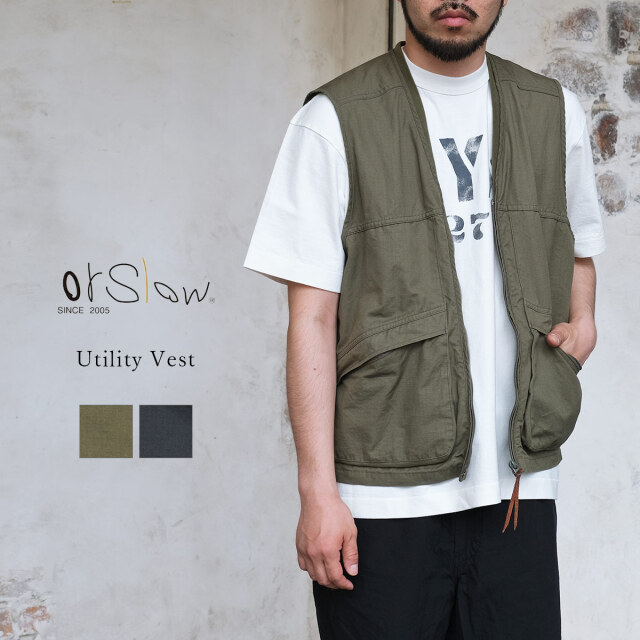 orSlow オアスロウ 01-9020 Utility Vest ユーティリティベスト コットン リップストップ 日本製 メンズ 〔FL〕