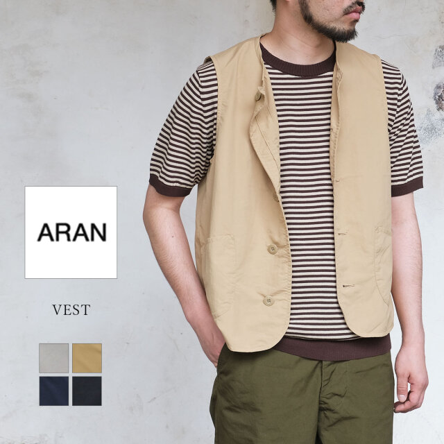 ARAN アラン VEST ベスト NYLON TUSSER ナイロンタッサー 中綿なし 春