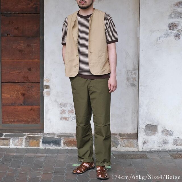 ARAN(アラン) ナイロンリップ ライナーベスト アーミーグリーン ARAN アラン VEST ベスト NYLON TUSSER ナイロンタッサー 中綿なし 春