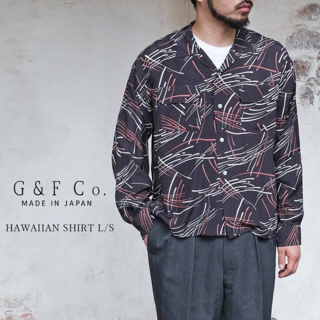 G&F Co. ジーアンドエフ HAWAIIAN SHIRT ハワイアンシャツ Ink Black インクブラック レーヨン 日本製 メンズ