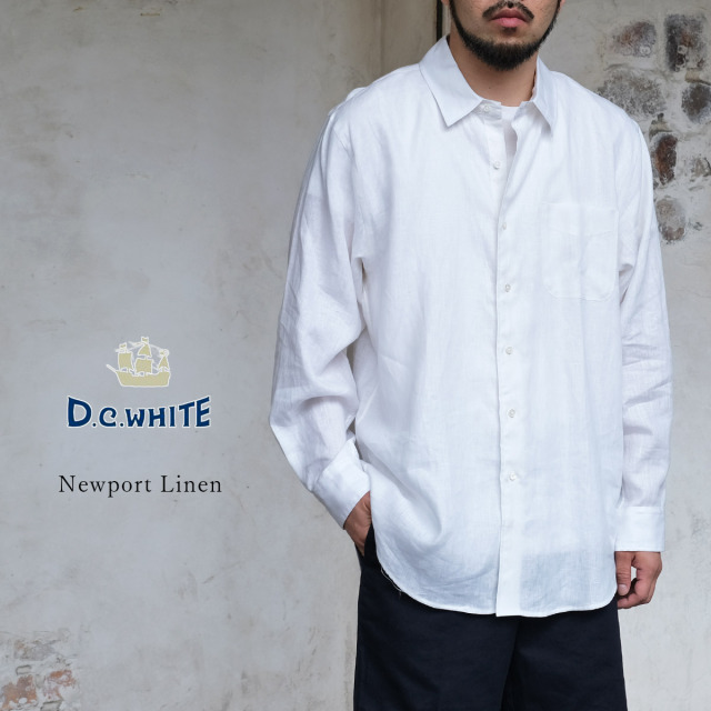 D.C.WHITE ディーシーホワイト Newport Linen ニューポート リネン シャツ ホワイト トラッド アイビー アメトラ メンズ 〔FL〕