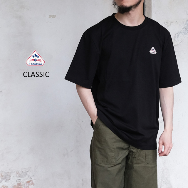 PYRENEX ピレネックス Tシャツ CLASSIC クラシック メンズ レディース ユニセックス HUZ025 半袖 Tシャツ オーガニックコットン 綿 レギュラーフィット BLACK ブラック M XL ポルトガル製