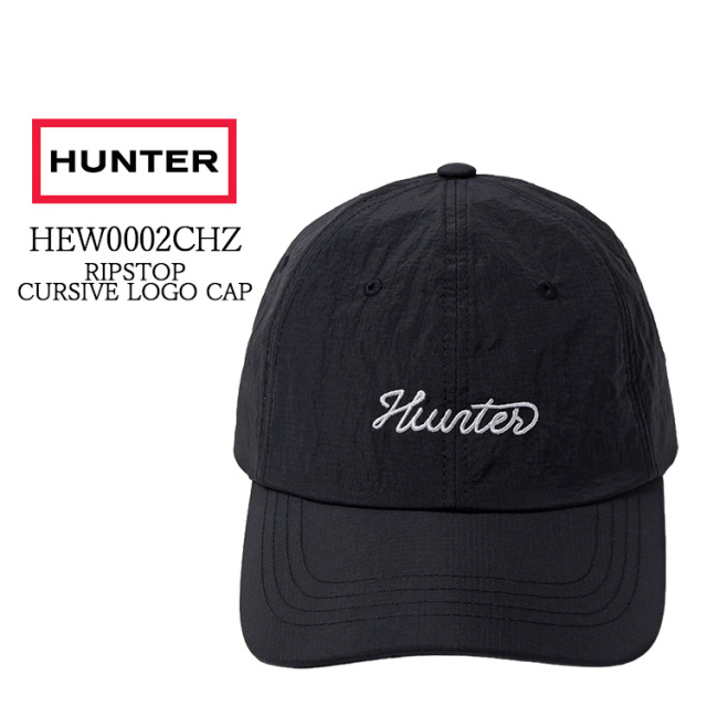 ハンター HUNTER 帽子 HEW0002CHZ レディース メンズ ユニセックス リップストップ 筆記体 ロゴ キャップ 撥水 ブラック BLK フリーサイズ