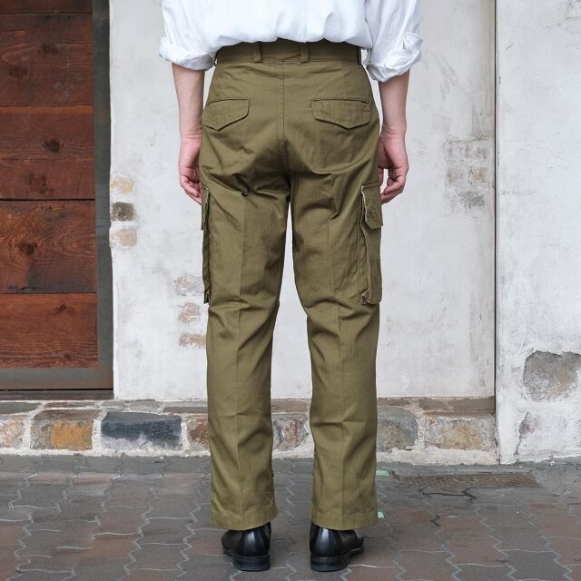 ミリタリー カーゴパンツ オリーブ ヘリンボーン ARAN アラン M-49 HBT Cargo Pants M49カーゴパンツ ヘリンボーン