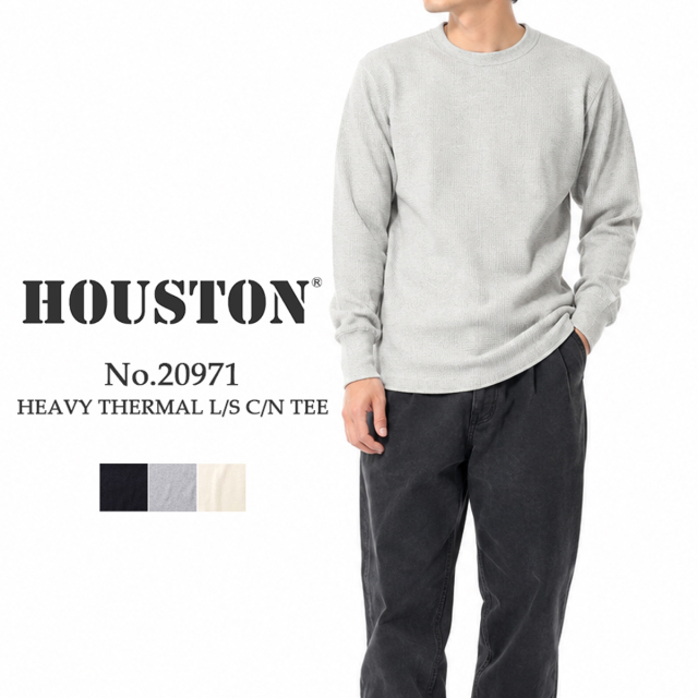 HOUSTON ヒューストン ヘビーサーマル クルーネック ロングスリーブTシャツ HEAVY THERMAL C/N L/S TEE メンズ 20971