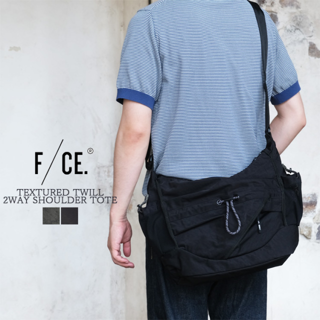 F/CE. エフシーイー ショルダーバッグ TEXTURED TWILL 2WAY SHOULDER TOTE メンズ レディース FTT36262B0003 テクスチャード ツイル 2ウェイ ショルダートート チャコール ブラック
