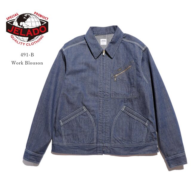 JELADO ジェラード JP94491B 491-B Work Blouson ワークブルゾン デニム ラストリゾート 青タグ コットン メンズ 〔FL〕